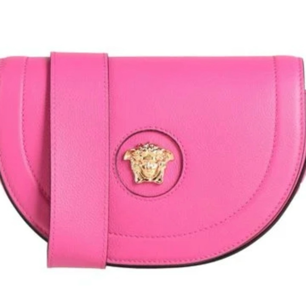 Versace Vibrant Pink Crossbody Bag with Gold Medusa